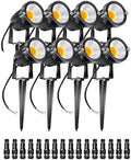5W Low Voltage Landscape Lights Outdoor 12V AC/DC LED Landscape Lighting 3000K Warm White Waterproof Garden Spotlights 500LM COB Landscape Pathway Lights for Yard,Tree (8Pack with Connectors)