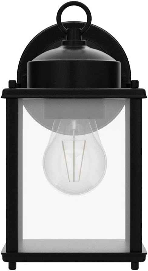 MATAMEYE Outdoor Wall Lantern, Exterior Waterproof Wall Sconce Light Fixtures, Black Front Door Wall Lighting with Clear Beveled Glass Shade, 2 Pack