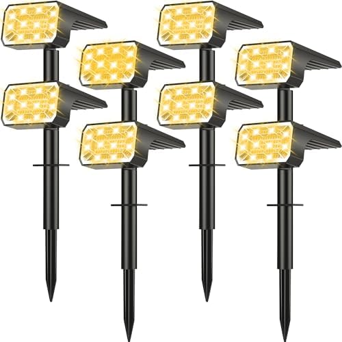 Solar Spot Lights Outdoor, Landscape Spotlights, 8 Pack Warm White
