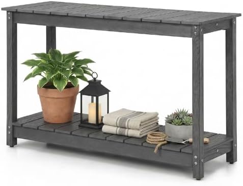 Outdoor Console Table, 48" Weather Resistant HIPS Patio Side Table