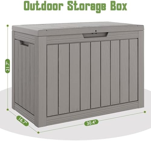 Outdoor Storage Waterproof Deck Box for Patio (45 Gallon, Grey)