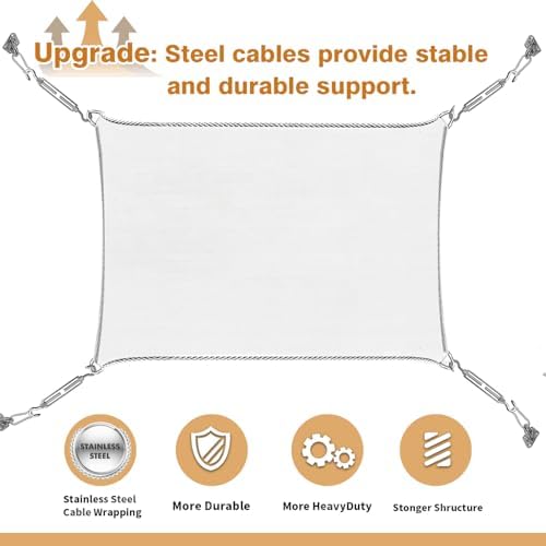 Reinforced Corners & Edges 20' x 20' Rectangle Sun Shade Sail Commercial Grade Curved Edge UV Block Canopy for Outdoor, Patio, Backyard, Garden, Pool, Deck, Heavy-Duty Design, Sand