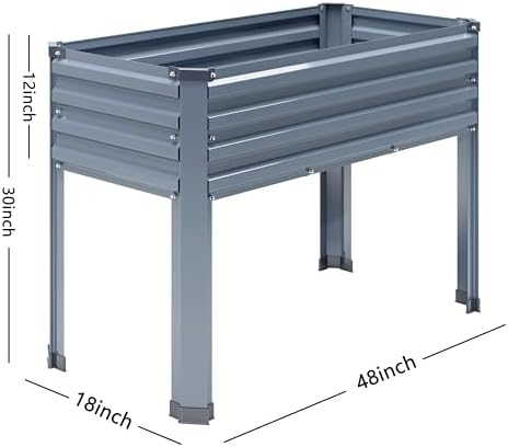 DIIYIV 2PCS Galvanized Raised Garden Bed with Legs,2PCS 48×18×30in