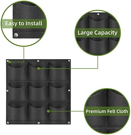 Hanging Planting Grow Bags, 9 Pockets Hanging Vertical Wall Planter