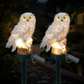 2 Pack Owl Figure Solar LED Lights, Resin Garden Waterproof Decorations with Stake for Outdoor Yard Pathway Outside Patio Lawn Decor