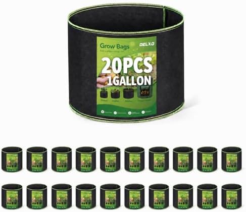 Delxo 20-Pack 1 Gallon Grow Bags, Non-Woven Small Garden Planting Bag