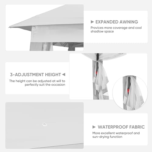 GDY 11x11FT Pop Up Canopy Tent, Outdoor Canopy with Nettings, Outdoor Gazebo for Backyard, Tent with Handbag, White.