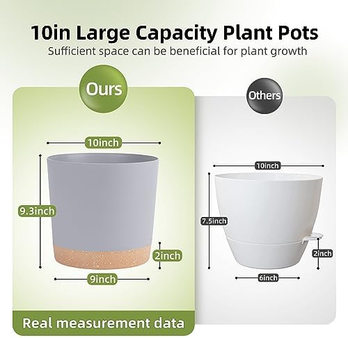 QCQHDU 10 inch Plant Pot, 2 Pack Planters for Indoor Plants with