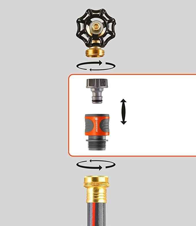 GARDENA (18271) 5-Piece Premium Metal Quick Connect Hose Fittings: Hose Quick Connect Kit for 5/8 Inch or 1/2 Inch Hose - Quickly Connect Garden Hoses, Sprinklers, Spray Nozzles, and Accessories.