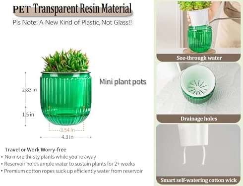 Melphoe Self Watering Pots for Indoor Plants Planter, 4.3 Inch 2 Pack