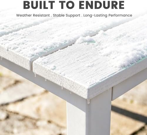 LOUNZY 89.4" HDPE Outdoor Dining Table for 8 &10 White