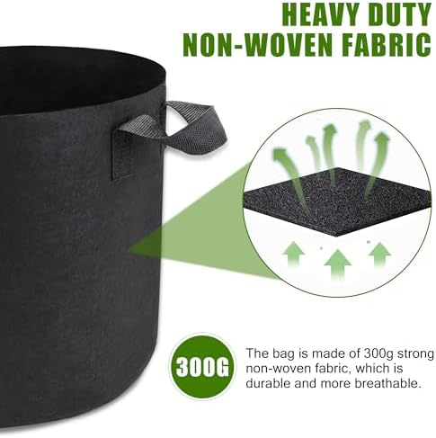 12-Pack 10 Gallon Plant Grow Bags, Heavy Duty Aeration Fabric Pots with Handles for Garden and Planting