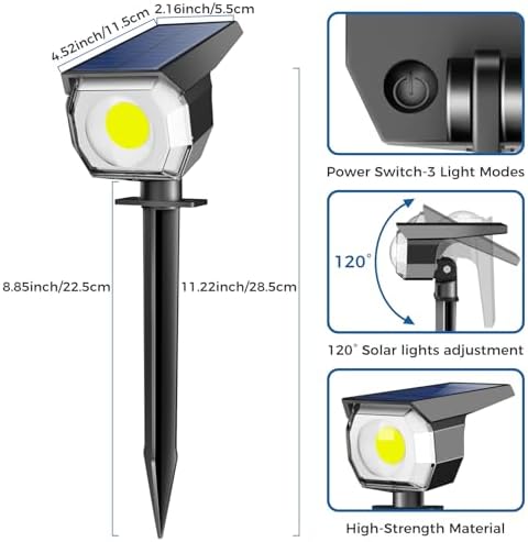 Peasur 1 Pack Solar Spot Lights Outdoor Waterproof, Landscape Spotlights