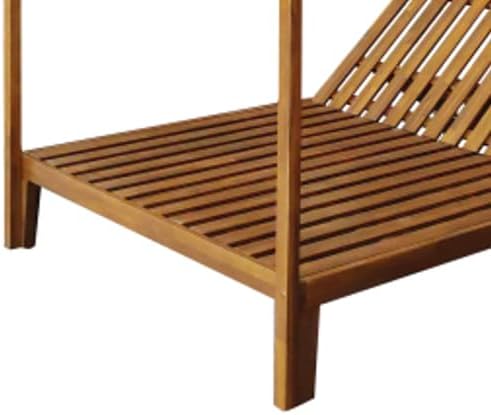 Merax Outdoor Bed Lounger with Adjustable Backrest, Acacia Wood Patio Daybed - Image 5