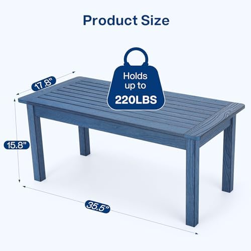 36" Outdoor Coffee Table, Weatherproof HIPS Patio Coffee Tables