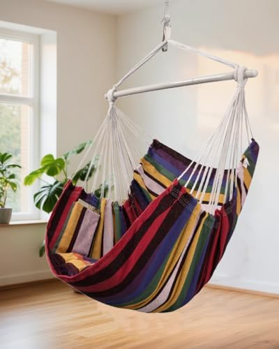 Lulladle Hammock Chair Hanging Rope Swing for Bedrooms - Indoor and