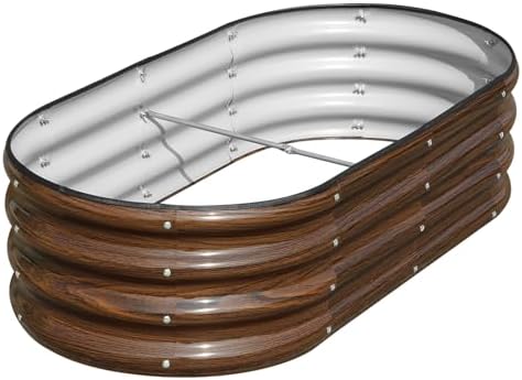 SnugNiture Galvanized Raised Garden Bed, 4x2x1ft Oval Metal Planter Box for Planting Outdoor Plants Vegetables