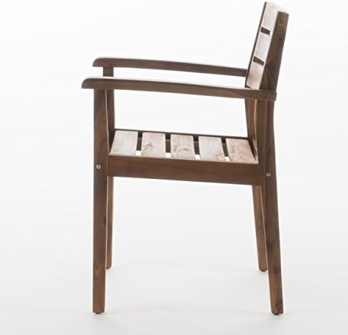Christopher Knight Home Stamford Outdoor Acacia Wood Dining Chairs, 2-Pcs Set, Teak Finish
