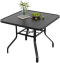 Soohow Patio Dining Table 35"x35", Square Outdoor Dining Table with 1.57" Umbrella Hole, Metal Outdoor Furniture for Patio, Graden, Backyard and Poolside, Weather-Resistant