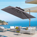 9' X 12' Cantilever Outdoor Patio Umbrellas Double Top Large Rectangle Umbrella Heavy Duty 360°Rotation Offset Umbrella for Garden Deck Pool Patio,Grey