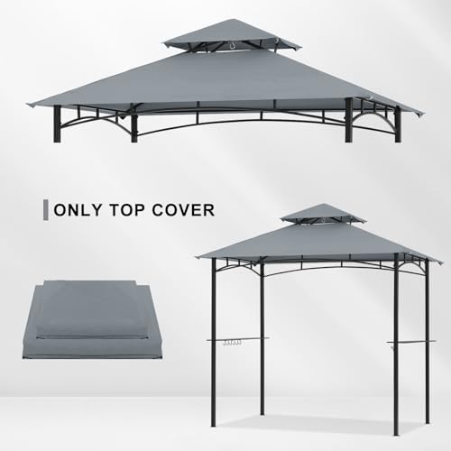 ABCCANOPY Grill Gazebo Canopy Replacement - 5x8 Double Tiered BBQ Canopy Top Cover for #L-GG001PST-F, Outdoor Grill Tent Roof (Gray)