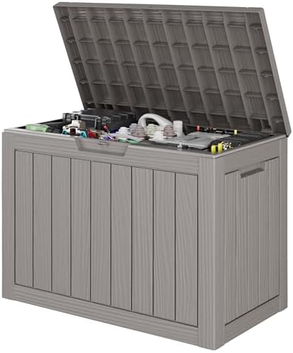 Outdoor Storage Waterproof Deck Box for Patio (45 Gallon, Grey)