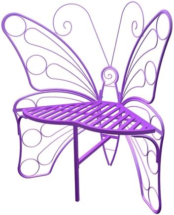 Butterfly Shaped Outdoor Bench, Purple Garden Bench with Sturdy Stable Metal Frame, Outdoor Metal Chair Butterfly Bench for Garden, Yard, Balcony, Lawn(Purple/Small).