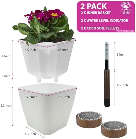 GARDENIX DECOR 5" Self Watering pots for Indoor Plants - Flower Pot