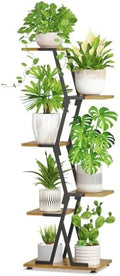 iDavosic.ly 5 Tier Indoor Plant Stand, Corner Tall Metal Shelf, Black Brown