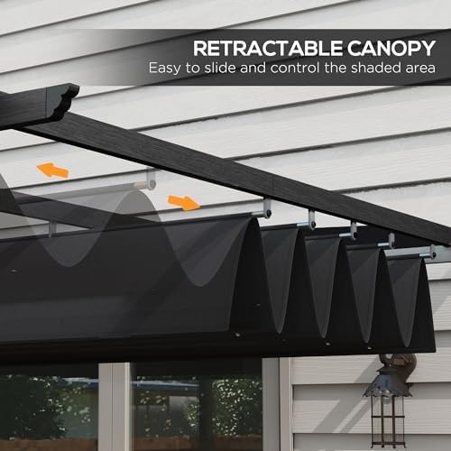 Outsunny 10' x 13' Retractable Pergola Canopy Wood Grain Gray