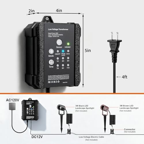 65W Low Voltage Landscape Transformer Outdoor, 120V AC to 12V DC
