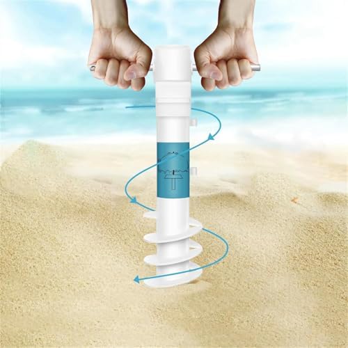 Beach Umbrella Sand Anchor, 1 Pack Outdoor Umbrella Base with 5-Spiral Screw Design & Removable Stainless Steel Handle, Beach Umbrella for Sand Holder Stand Resist Strong Winds Fits All Umbrellas