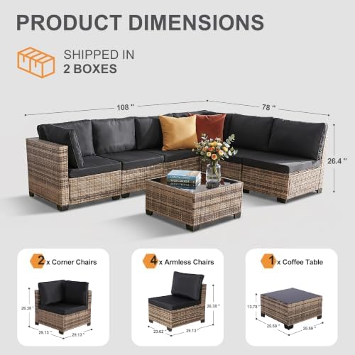 7-Piece Modular Outdoor Sectional Wicker Patio Furniture Set