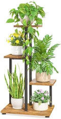 LASZOLA Black 4 Tiered Wood Plant Stand Indoor for Large Heavy Duty