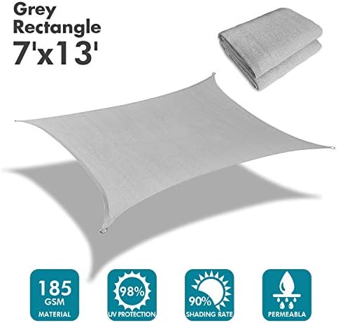 KANAGAWA 7'x13' Gray Sun Shade Sail Rectangle