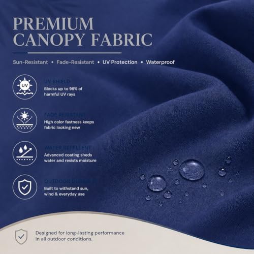 10ft Patio Umbrella, 3-Tier Vented Outdoor Table Umbrella with 8 Sturdy Fiberglass Ribs, Windproof Market Umbrella with Push Button Tilt and Crank, UV Protection for Deck, Pool, Navy Blue