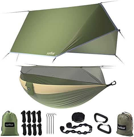 Sunyear Camping Hammock, Portable Single & Double Hammock with Net, 2