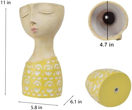 DiliComing Face Planter-Pots for Indoor Plants - 11 Inch Tall Planters
