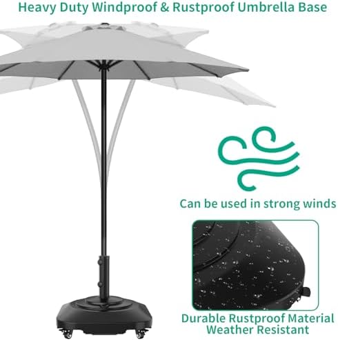 QZER Umbrella Base with Wheels, Umbrella Stand Heavy Duty 100lb Windproof
