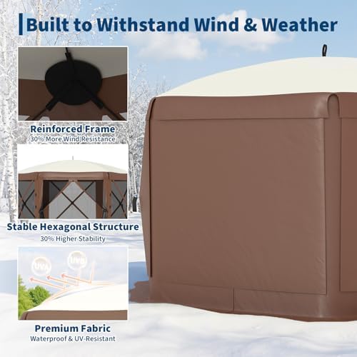 13FT Pop-Up Gazebo Tent with Mesh Netting & Removable Wind Cloths
