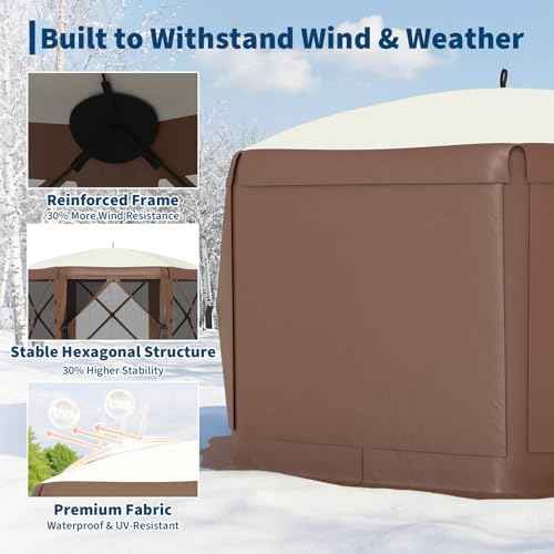 13FT Pop-Up Gazebo Tent with Mesh Netting & Removable Wind Cloths