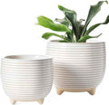 LE TAUCI Ceramic Plant Pots, 5.1 + 6.4 Inch, Set of 2, Reactive Glaze White