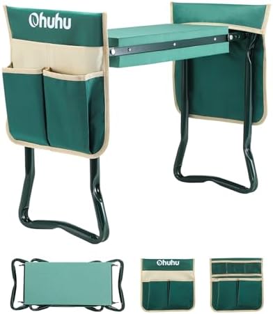 Ohuhu Garden Kneeler and Seat 8" Wider Pad Heavy Duty 2-in-1 Foldable Stool