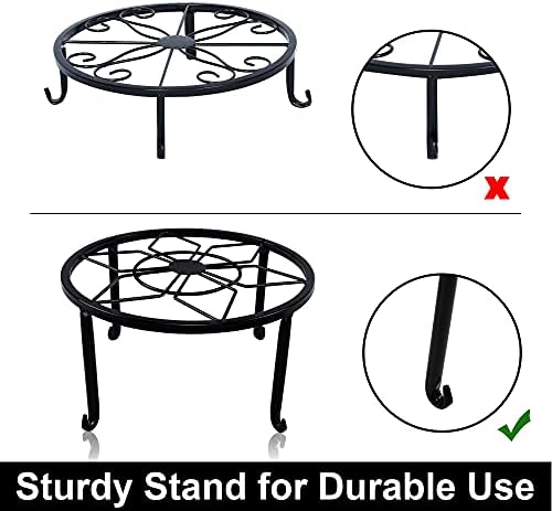 yosager 4 Pack Metal Plant Stands for Flower Pot, Heavy Duty Black Iron Potted Stand Holder, Indoor Outdoor Rustproof Metal Planter Container Round Supports Display Rack for Home & Garden Decor