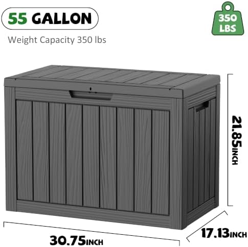 DRATO 55 Gallon Outdoor Storage Box Waterproof, Lockable Resin Deck Boxes