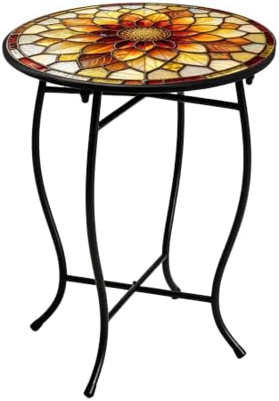 14" Outdoor Side Table, Rust Proof Small Metal Side Table for Balcony