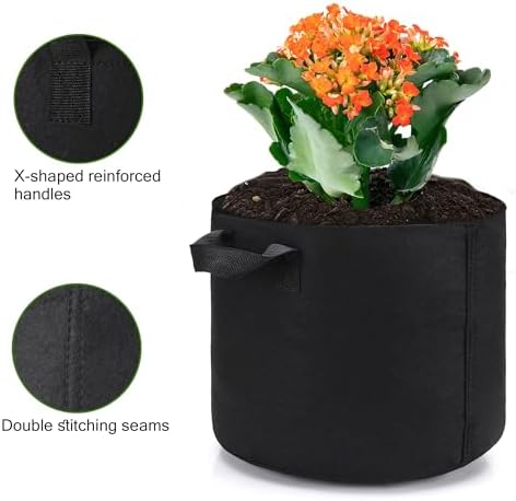 12-Pack 10 Gallon Plant Grow Bags, Heavy Duty Aeration Fabric Pots with Handles for Garden and Planting