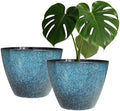 Vanslogreen Plant Pots Set of 2, 8 inch Plastic Planters with Drainage