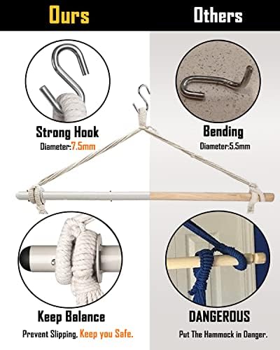 Lulladle Hammock Chair Hanging Rope Swing for Bedrooms - Indoor and