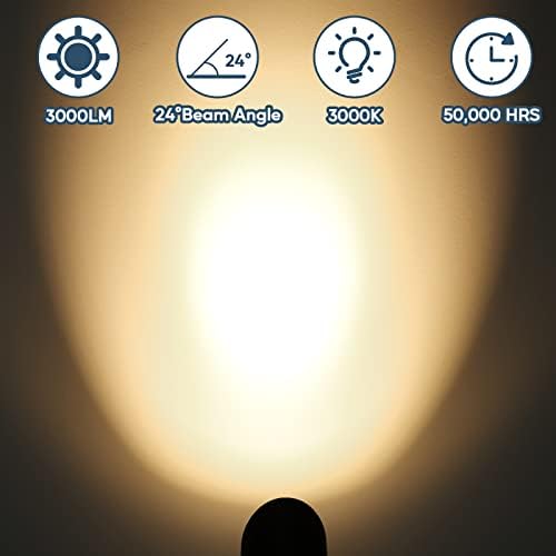 30W LED Spot Lights Outdoor 120V Waterproof Flag Pole Light 3000LM Ultra Bright Outdoor Spotlight Warm White Landscape Lights with 5FT Cord with Plug for Tree Yard Garden House(1pack)